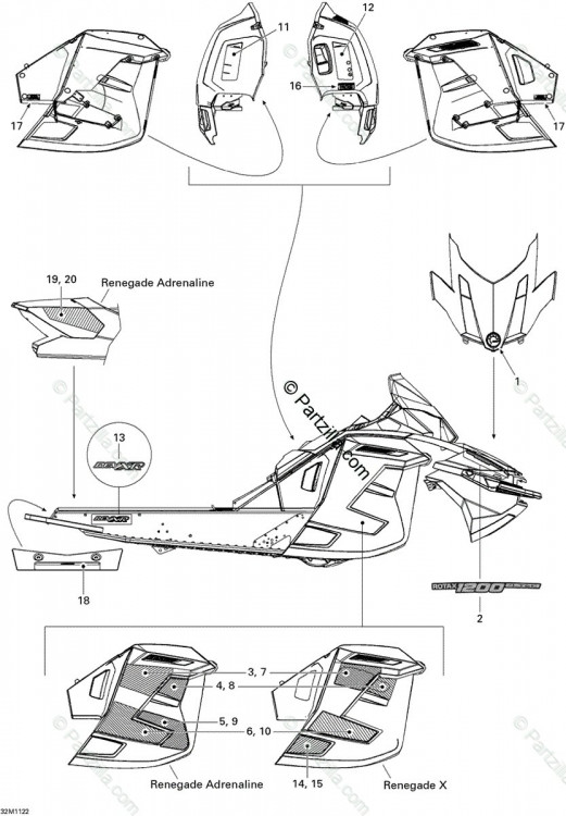 516004475 LAT.SUP AV. DR *UP FRONT RH  Наклейка самоклеящаяся, полимер для снегохода