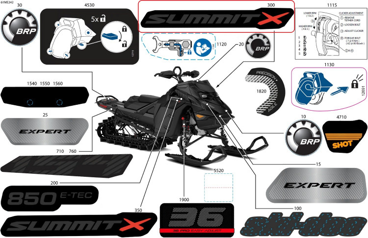 516011570 Наклейка SUMMIT X правая для снегоходов Ski-Doo 516011570