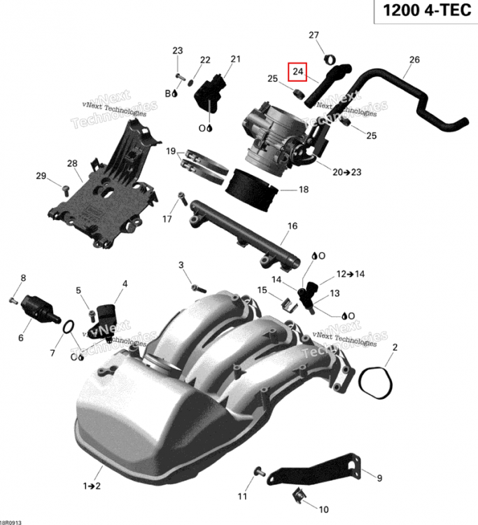 Литой шланг Ski-Doo GTX LE 1200 4-TEC (2009) (420460481)
