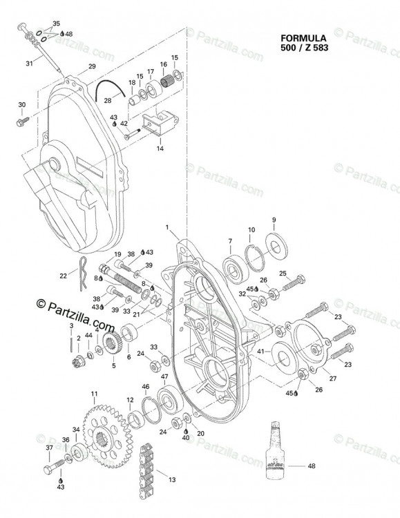 504148600 43 TEETH SPROCKET (LARGE). MX Z 500.