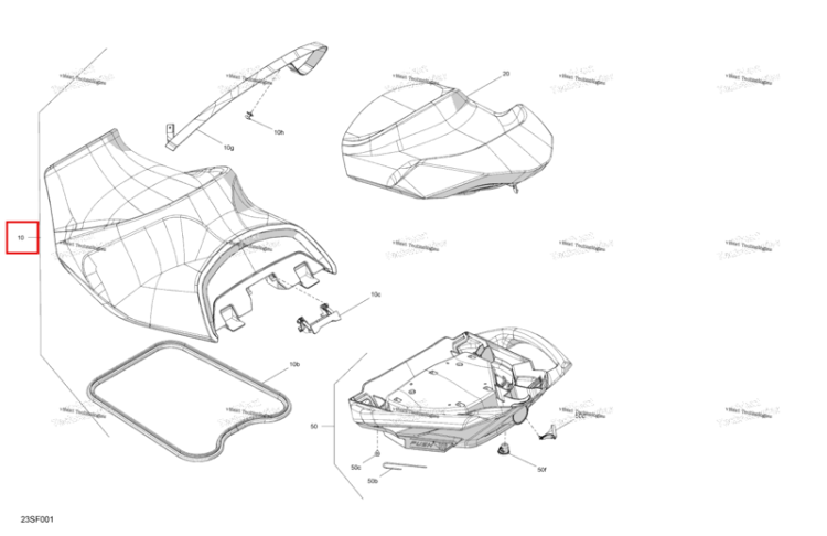 Swift серебристый водителя сиденье в сборе включает 10 to 10 h Sea-Doo GTX 325 Limited (2026) (269003996)