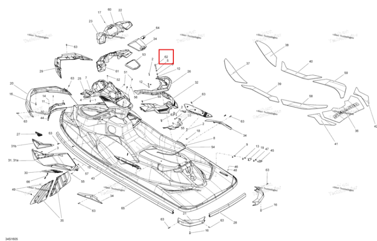 Шпилька сиденье Sea-Doo RXP (2016) (291003877)