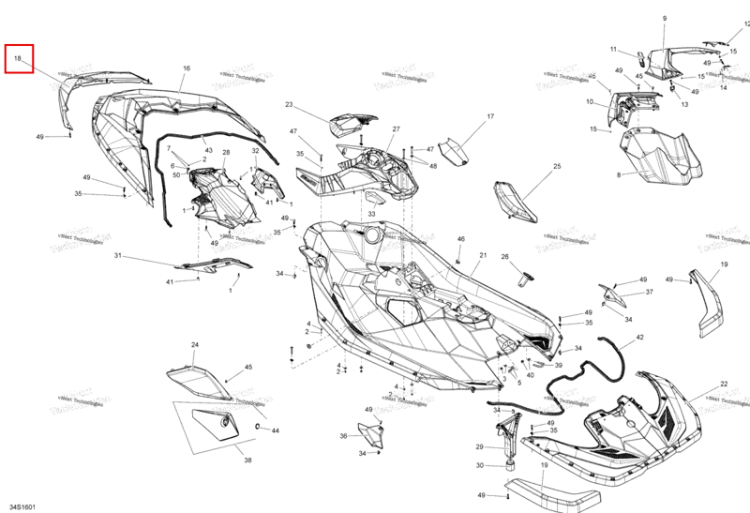 Передний бампер Sea-Doo Spark (2016) (291003379)