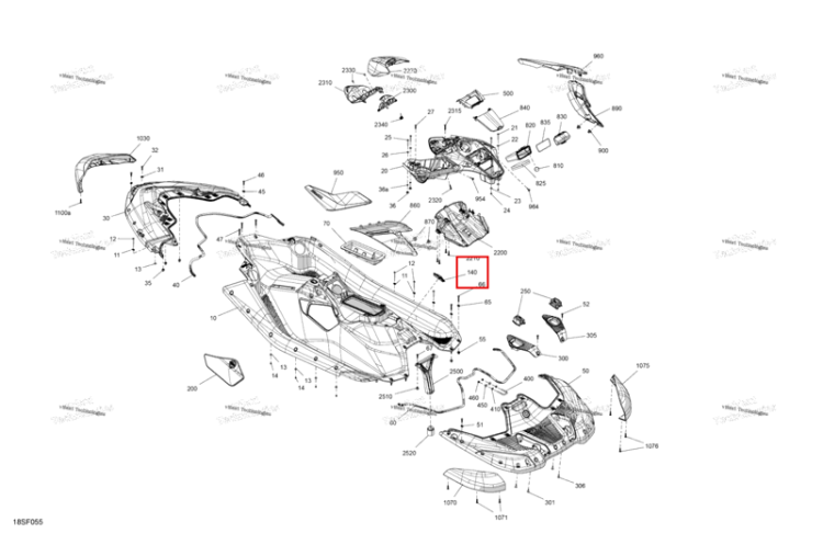 Правый задний Access крышка в сборе Sea-Doo Spark 900 ACE Base (2026) (291006039)