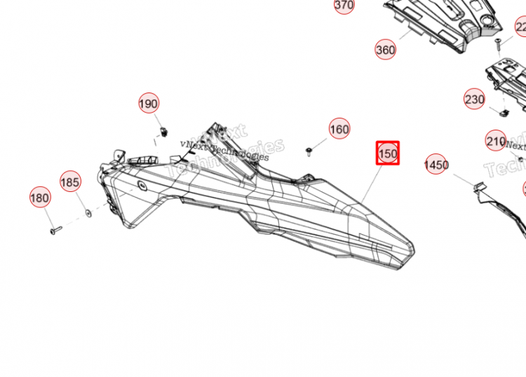 517308411 Панель верхняя левая серая G5 Ski-Doo