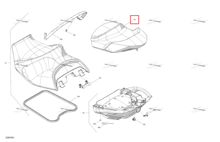 Swift серебристый Metallic пассажира сиденье в сборе Sea-Doo GTX 325 Limited (2026) (269004251)