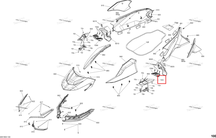 Левый Shell Cleat Sea-Doo RXT 300 (2018) (291004661)