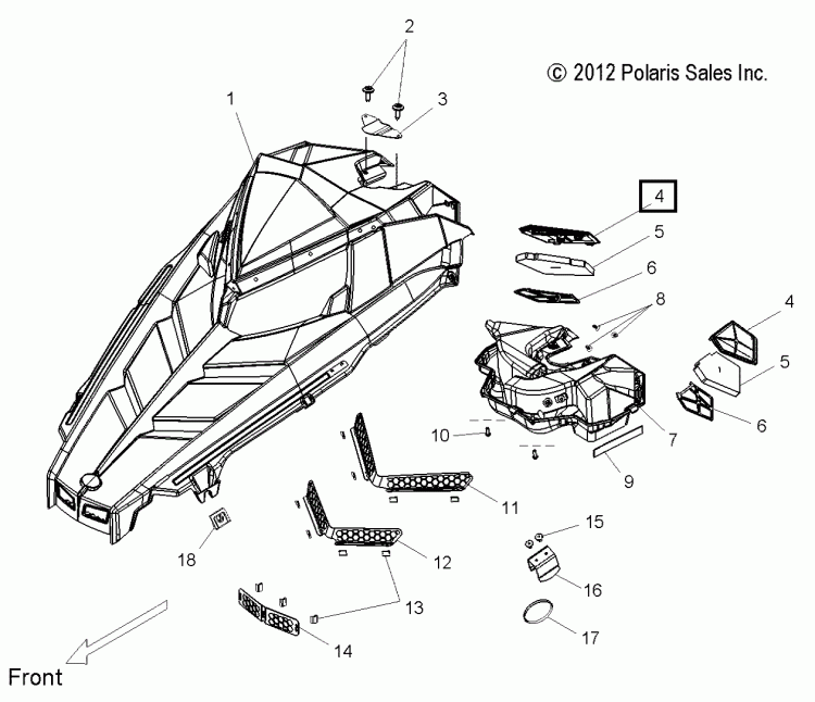 5437835 Сетка впуска левая Polaris VENT, INTAKE, LEFT HAND