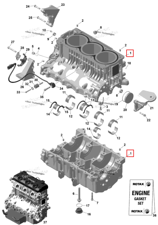 Цилиндр блок W Sleeves включает no 1 10 Sea-Doo GTR 300 X (2026) (420893515)