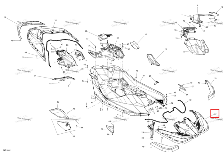 Белый задний Deck модель цвет Bright белый Sea-Doo Spark (2016) (291003824)