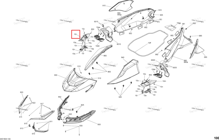 Правый Shell Cleat Sea-Doo RXT 300 (2018) (291004719)