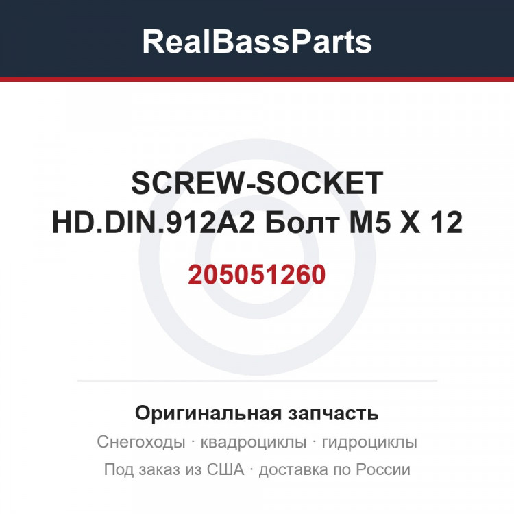 205051260 SCREW-SOCKET HD.DIN.912A2  Болт M5 X 12