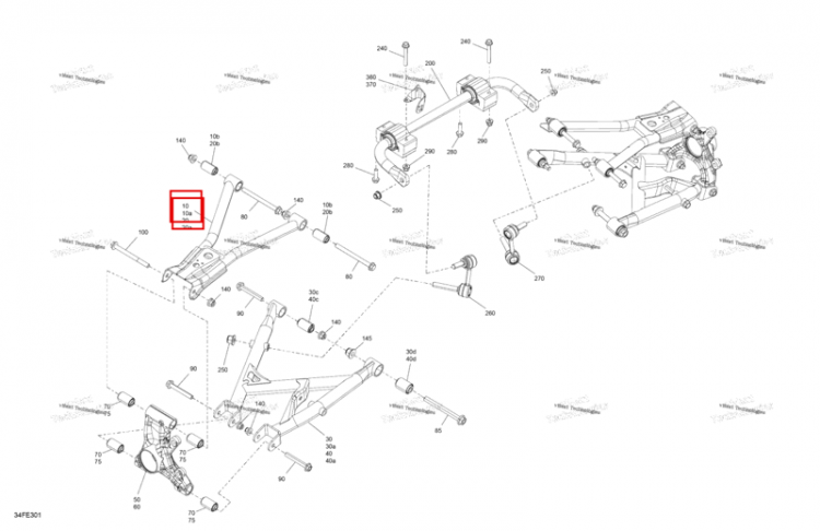 Левый верхний подвески рычаг в сборе включает 10 to 10 b Can-Am Outlander 4x4 XT 1000R (2025) (715010405)