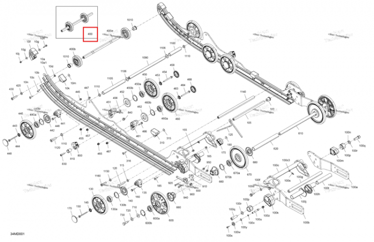 Передний колесо ось в сборе включает 400 to 400 b Ski-Doo Expedition 850 E-TEC SE (2024) (503195734)