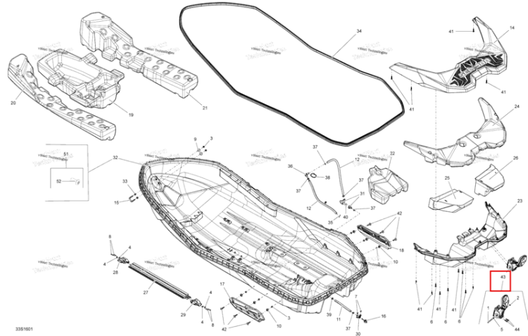 Правый Extension поплавок Sea-Doo Spark (2016) (292001506)
