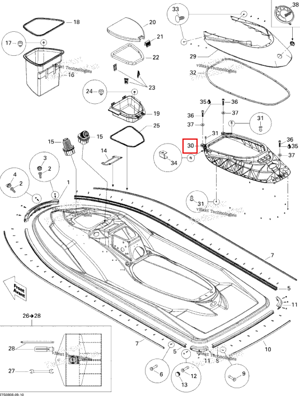 Нижний двигатель крышка Sea-Doo 291002542