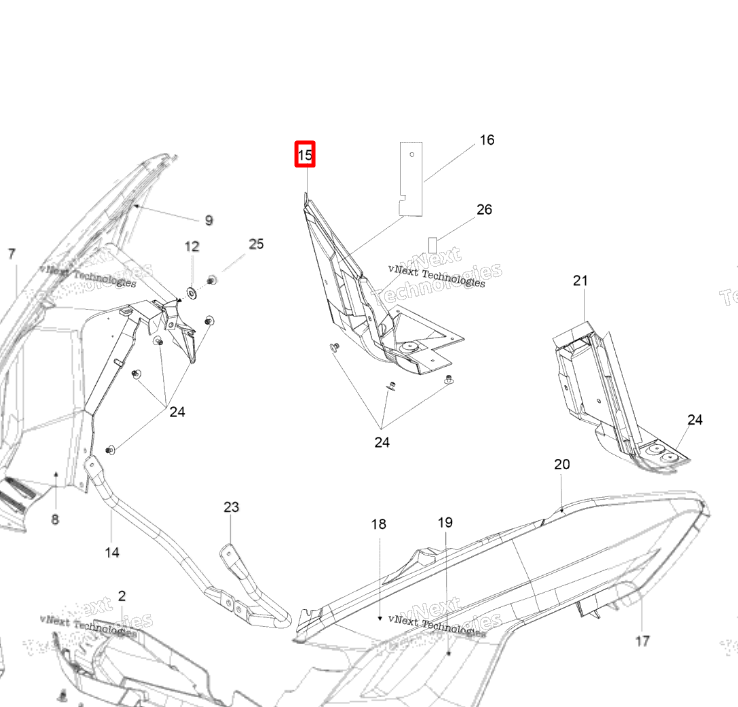 502007191 Панель задняя нижняя правая Ski-Doo