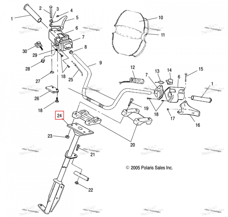 POST STEERING MEDIUM глянцевый BL Polaris Widetrak LX (2006) (1823182-067)