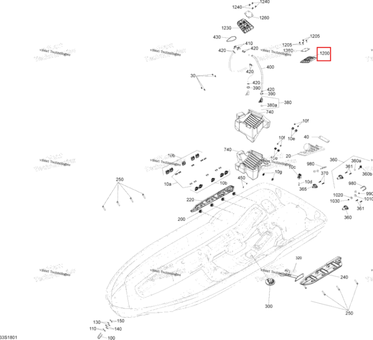 Левый облицовка Tab Sea-Doo RXT 300 (2018) (292002102)