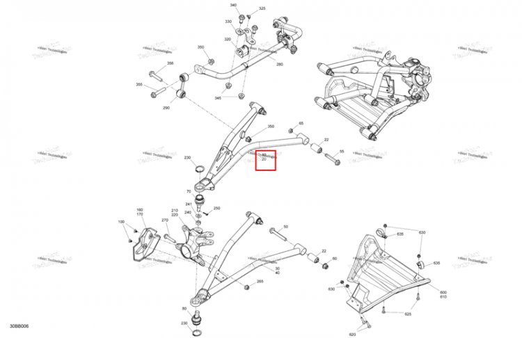 Magma красный правый верхний подвески рычаг Can-Am Maverick Sport 1000R XRC (2022) (706203899)