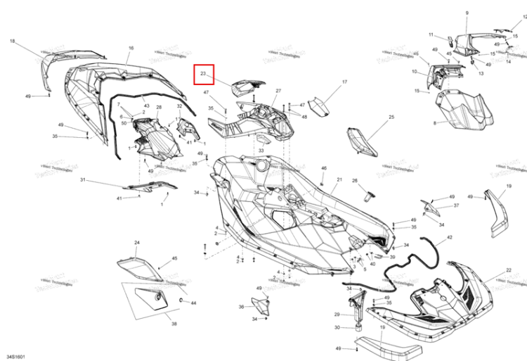 Жёлтый облицовка модель цвет Sunburst жёлтый Sea-Doo Spark (2016) (291003827)