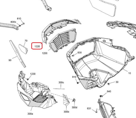 502008737 Заглушка передняя верхняя для снегоходов Ski-Doo SUMMIT G5 502008243 