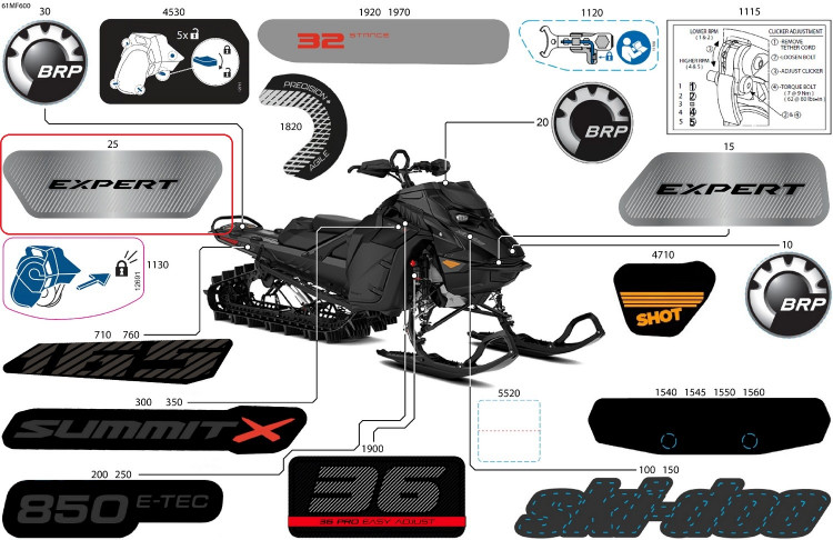 516012598 Наклейка Expert для снегоходов Ski-Doo 516012598