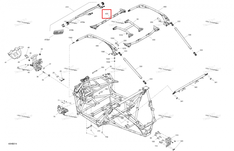 Magma красный передний поперечный Member модель 72 po Width Can-Am Maverick Turbo RR XRC (2022) (705210069)
