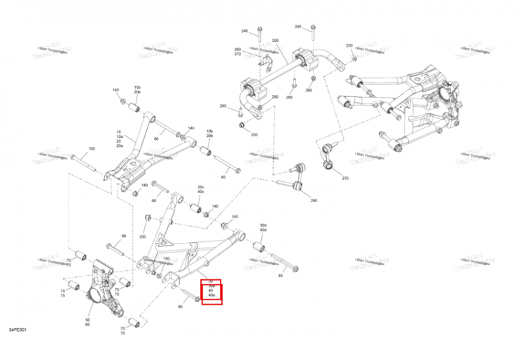 Правый нижний подвески рычаг в сборе включает 40 to 40 d Can-Am Outlander 4x4 XT 1000R (2025) (715010408)