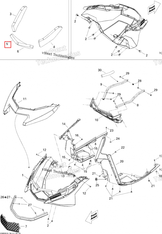 Правый центральный поролон 1 Ski-Doo GTX LE 1200 4-TEC (2009) (502007026)