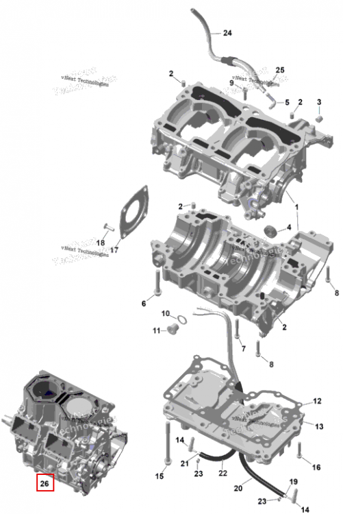 Короткий блок 849 E Tec Ski-Doo Summit Adrenaline Enduro 850 E-TEC (2026) (420084915)