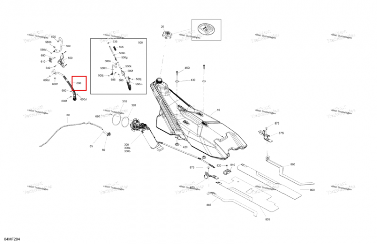 Шланг в сборе включает 600 to 600 f Ski-Doo Summit X 850 E-TEC Turbo R (2026) (513034250)
