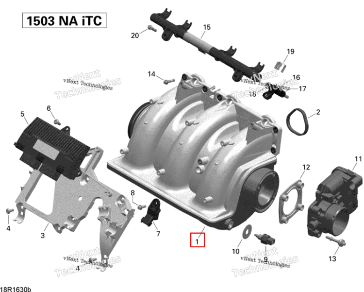 Впуск воздуха коллектор включает 1 to 2 Sea-Doo GTX (2016) (420867921)