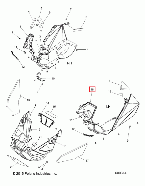2635756 Панель нижняя левая AXYS Polaris