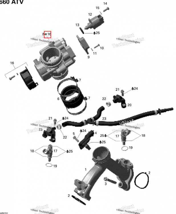 Дроссельный узел в сборе включает 8 to 16 Can-Am Outlander 650 XT (2008) (420296872)