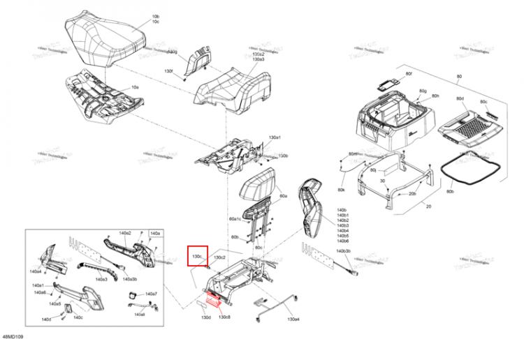 Пассажира шасси блок в сборе включает 130 c to 130 c8 a Ski-Doo Expedition 850 E-TEC SE (2024) (510007155)