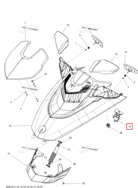 Правый защёлка Sea-Doo RXT-X 260 RS (2012) (269501702)