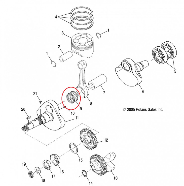 3085343 Подшипник-сепаратор шатуна для квадроциклов Polaris SPORTSMAN 500/550 3085400