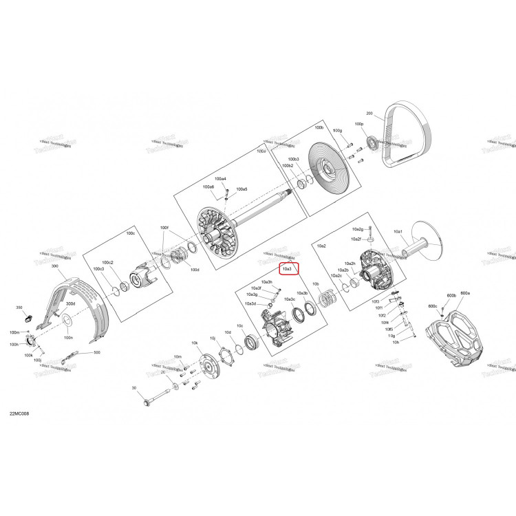417224865 Шкив щека ведущего вариатора подвижный для снегоходов Ski-Doo SUMMIT G5 TURBO 417224865