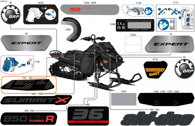 516013114 Наклейка 154 правая для снегоходов Ski-Doo 516013114