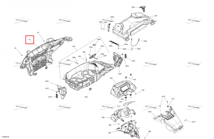 Передний решётка Can-Am Outlander 4x4 DPS 700 (2025) (705013201)