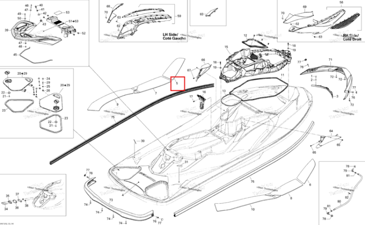 Левый передний Carpet Sea-Doo GTX 215 (2012) (291002930)