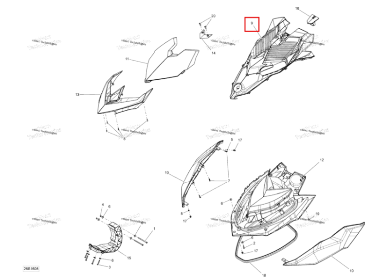 Чёрный центральный Storage крышка Sea-Doo RXP (2016) (269502193)