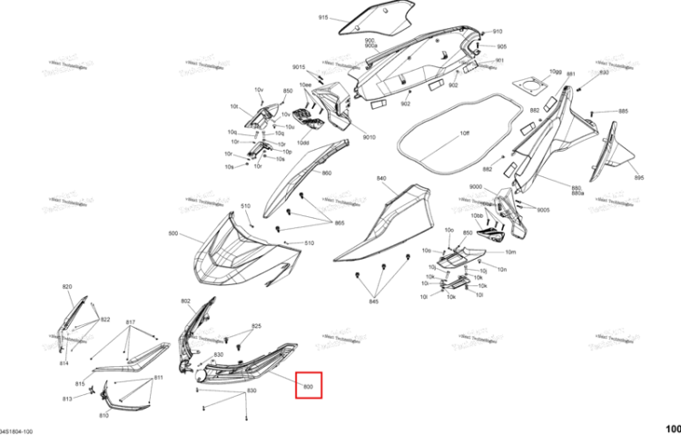 Левый передний решётка Sea-Doo RXT 300 (2018) (291004453)