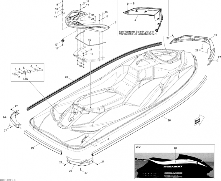 291003872 Бампер боковой Sea-Doo 291003067 291002593 291003050 (Снято с производства)