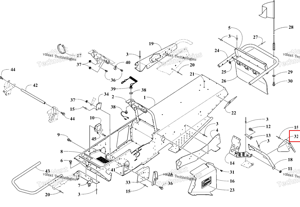 Чёрный левый Belly с полукруглой головкой опора Ski-Doo 6706-553
