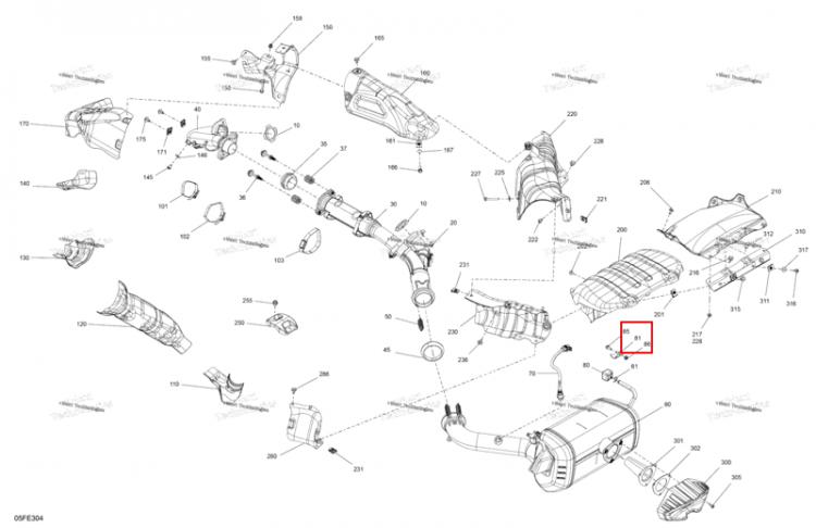Глушитель опора Can-Am Outlander 4x4 XT 1000R (2025) (707603200)