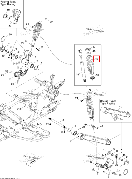 Чёрный задний пружина Can-Am Outlander 650 XT (2008) (706000549)