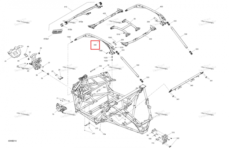 Magma красный левый каркас комплект модель 72 po Width Can-Am Maverick Turbo RR XRC (2022) (715008444)