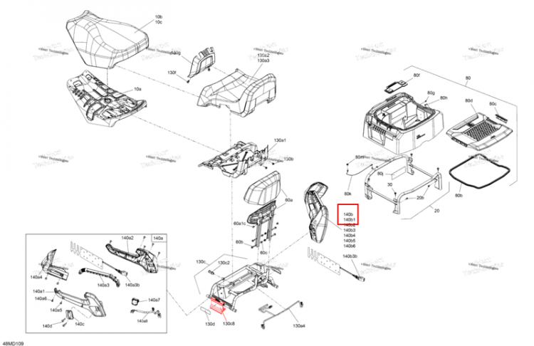 Правый Heated пассажира Hand Hold в сборе включает 140 b to 140 b7 Ski-Doo Expedition 850 E-TEC SE (2024) (510006485)